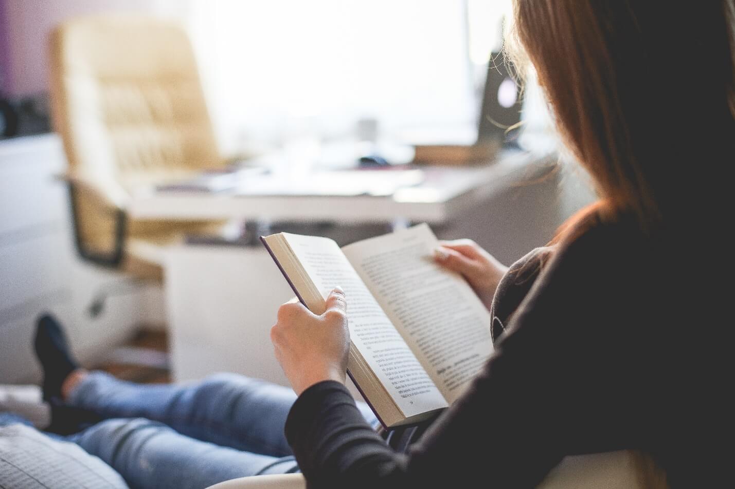 Girl reads book